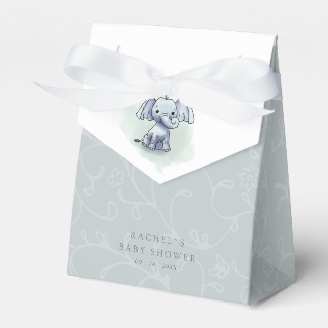 Ballotins mignonne aquarelle éléphant bébé douche boîte de f (Verso)