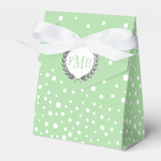 Ballotins Miin green and white polka dot pattern wedding fav