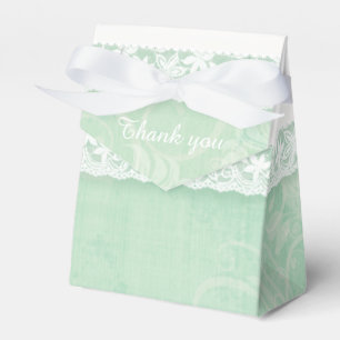 Ballotins Mint vert rustique blanc dentelle merci boîte cade