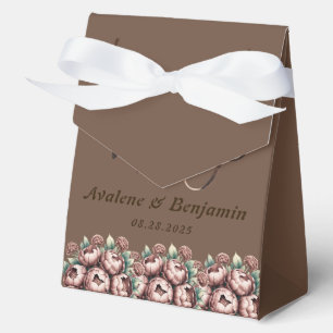 Ballotins Mocha Brown Watercolor Peonies typographie Mariage