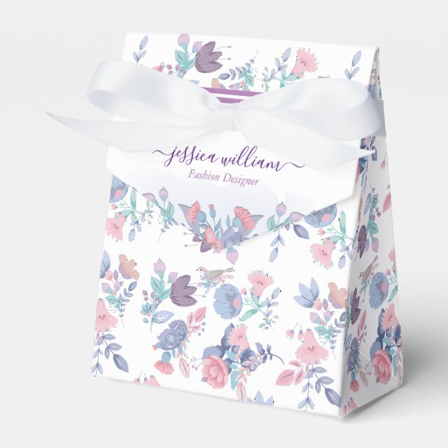 Ballotins Moderne Chic Aquarelle Bleu Hydrangée Florale (Verso)