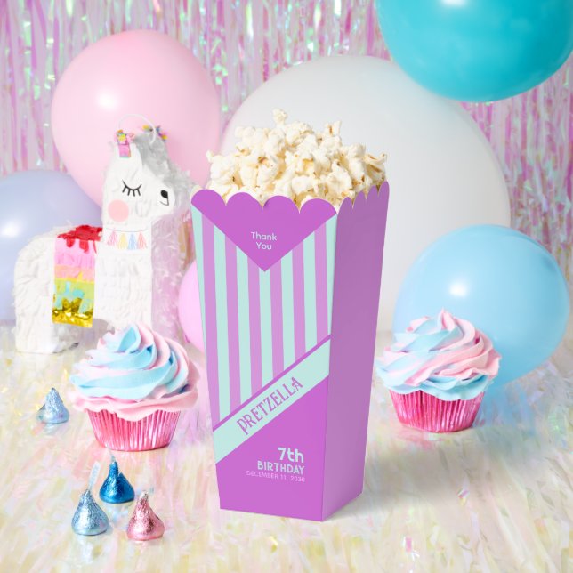 Ballotins Moderne Pastel Turquoise Pink Stripes Popcorn Ball (Fête)