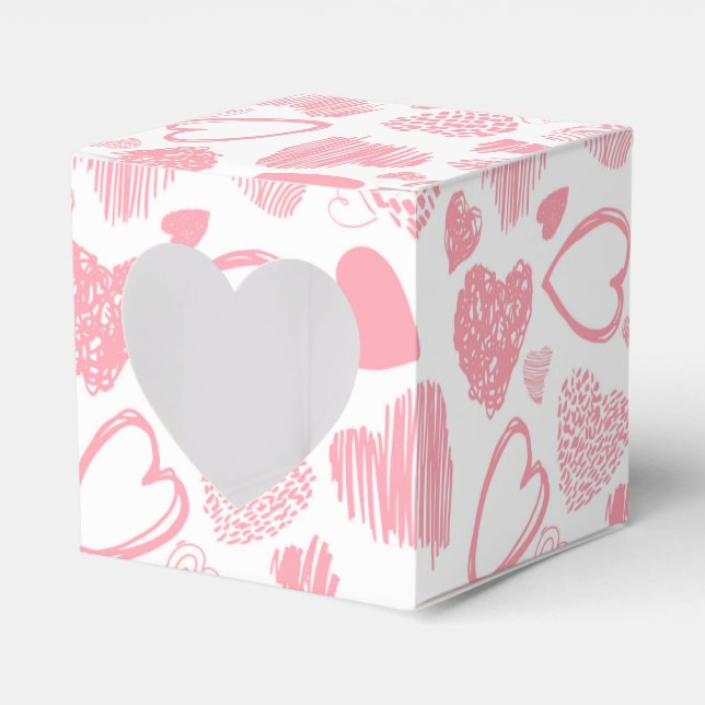 Ballotins Moderne rose blanc Romantique Amour Coeur Doodle (Verso)