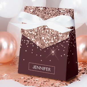 Ballotins Monogramme Bordeaux Rose Pâle Paillettes Or Rose