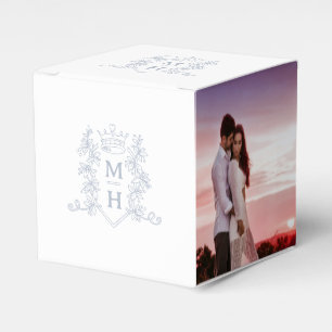 Ballotins Monogramme couronne blanc argent gris mariage phot