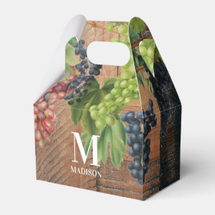 Ballotins Monogramme de bois et de raisins rustiques