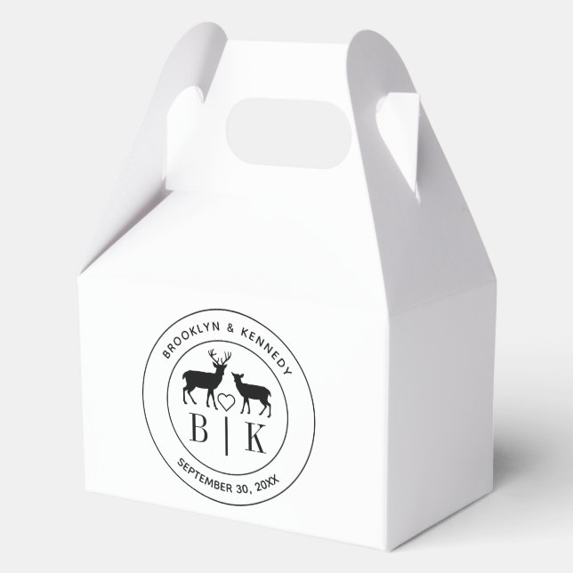 Ballotins Monogramme de cerf rustique Nom du couple de maria (Recto)