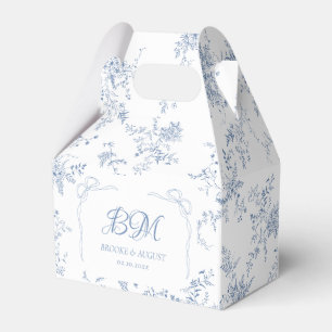 Ballotins Monogramme de mariage bleu français floral vintage