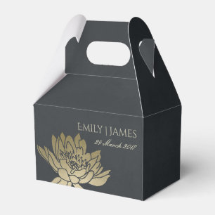BALLOTINS MONOGRAMME FLORAL VERDOYANT D'OR BLEU NOIR LOTUS