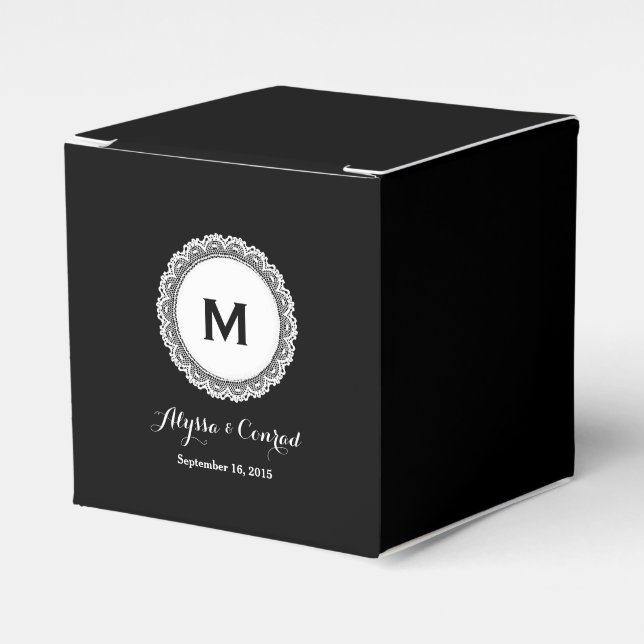 Ballotins Monogramme Mariée Groom Date de mariage NOIR V01 (Verso)