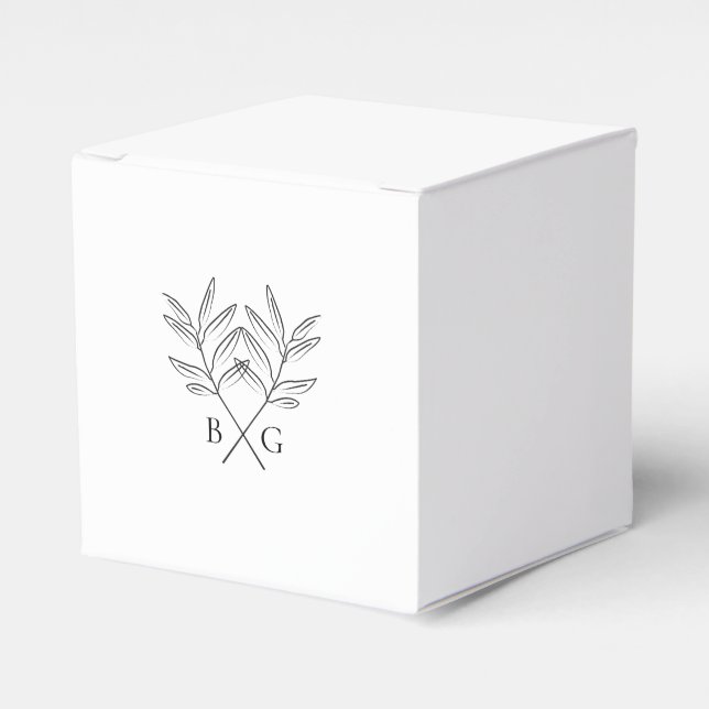 Ballotins Monogramme minimaliste botanique rustique Mariage (Verso)