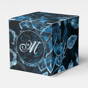Ballotins Monogramme Turquoise Vintage Floral Cube Ballotin