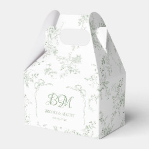Ballotins Monogramme vintage Floral Mariage blanc et vert