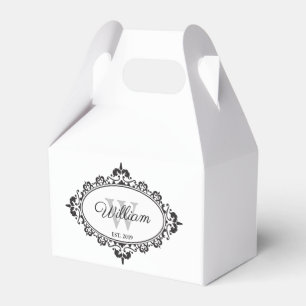 Ballotins Monogramme Vintage minimaliste noir et blanc Damas