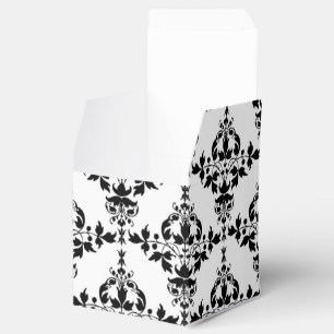 Ballotins Motif damassé floral fantaisie noir et blanc