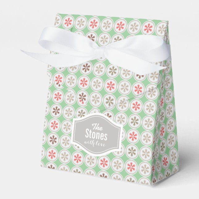 Ballotins Motif de flocon de Noël vert rouge personnalisé (Verso)