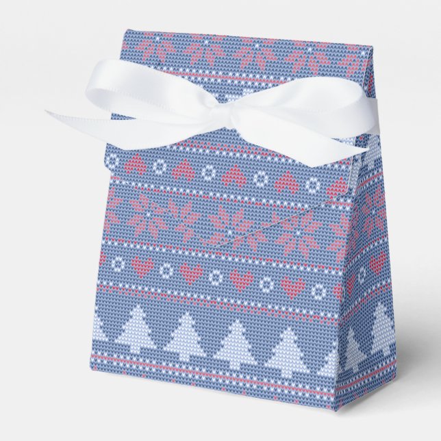 Ballotins Motif de tricot de Noël Bleu (Verso)