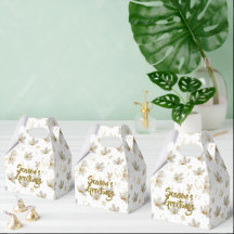 Motif Feuilles d'Or Blanc et Flocons de Neige