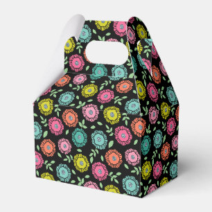 Ballotins Motif floral multicolore Fond noir
