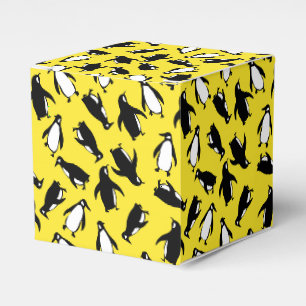 Ballotins Motif mignon de manchot noir et blanc sur fond jau