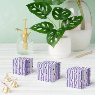 Ballotins motif rayé avec marguerites violettes