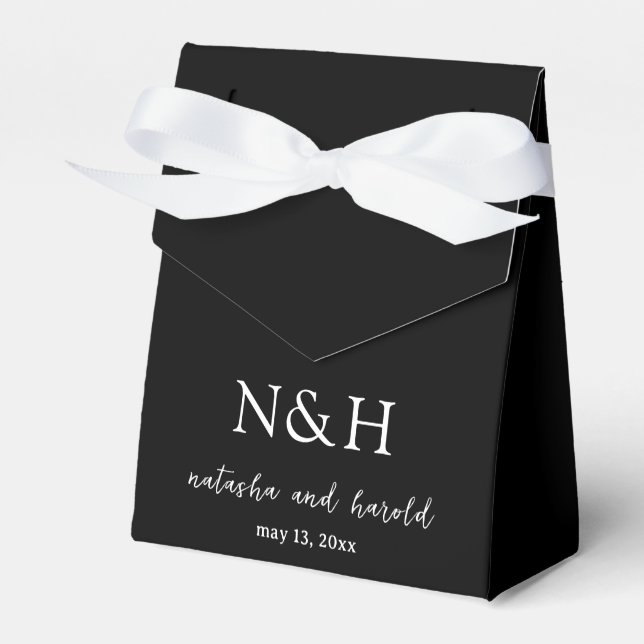 Ballotins Natasha Black Monogramme Mariage moderne (Verso)