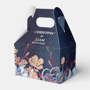 Ballotins Navy Blue Chalkboard Floral Wedding Favor Box