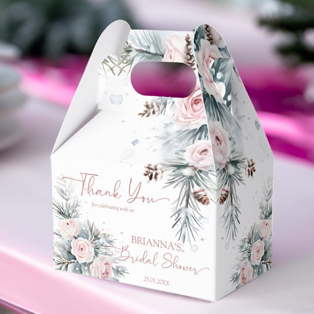 Ballotins Neige en amour pins enneigés shower de mariage d'h (Snow in love snowy pines winter bridal shower favors personalized favor boxes)
