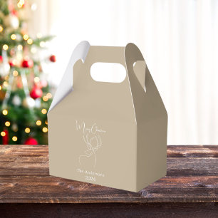 Ballotins Noel moderne renne blanc beige abstrait