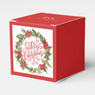 Ballotins Noël Red Green Wreath Holly Ivy Typographie