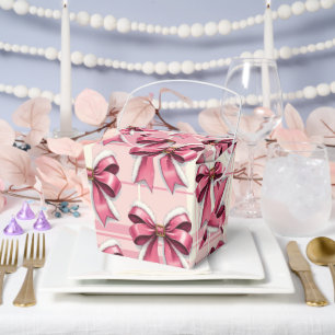 Ballotins Nœuds à carreaux de Noël rose  