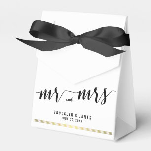 Ballotins Noir Et Blanc Mariage Faveur Boîtes Tente Gold Lin