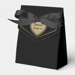 Ballotins Noir et boîte-cadeau de faveur du bonbon 16 à or