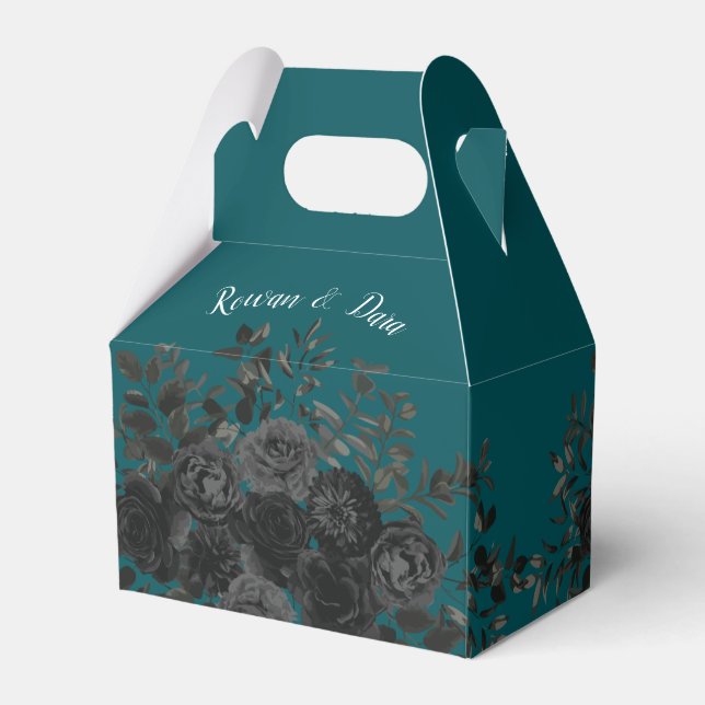 Ballotins Noir Turquoise Rose gothique Elégant Mariage (Verso)