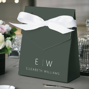 Ballotins Nom Monogramme Minimaliste Moderne Vert Foncé