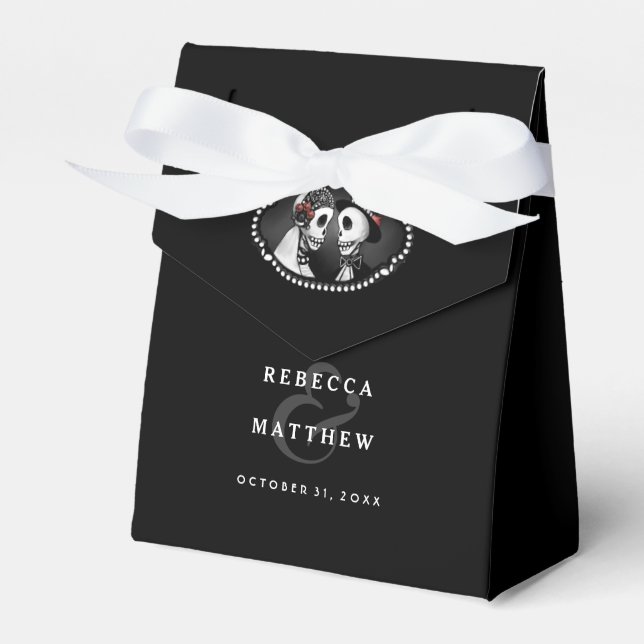 Ballotins Noms des squelettes Mariages d'Halloween noir et b (Verso)