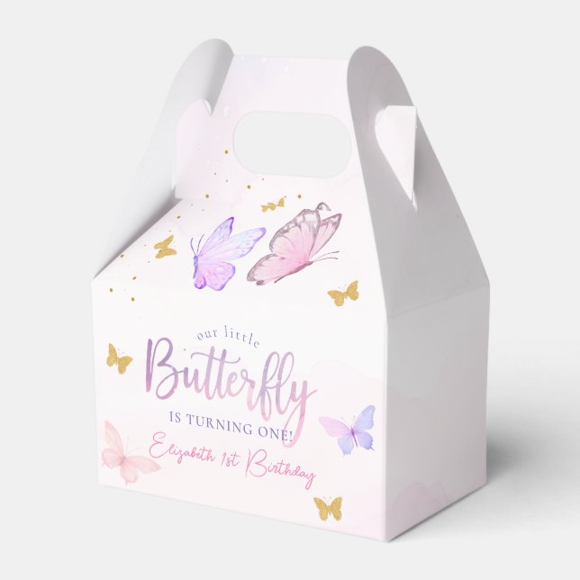 Ballotins Notre petit papillon rose pourpre fille 1er annive (Verso)