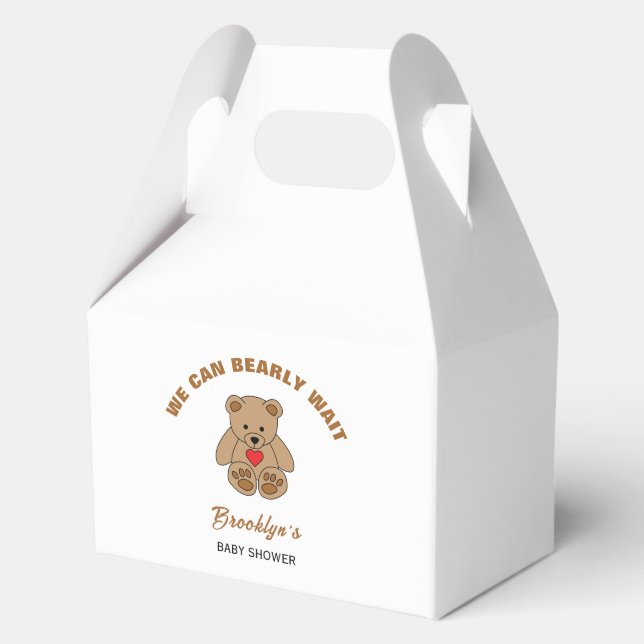 Ballotins Nous pouvons attendre Baby shower Brown ours en pe (Recto)