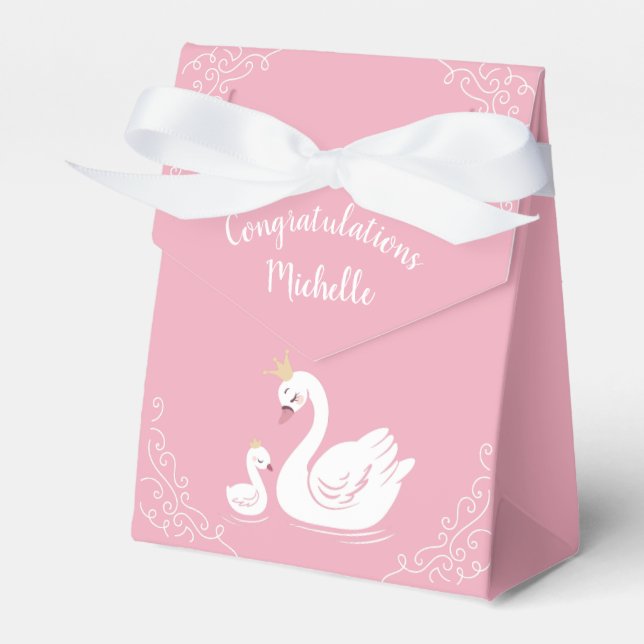 Ballotins Oiseau Baby shower cygne avec thème Couronne rose (Verso)