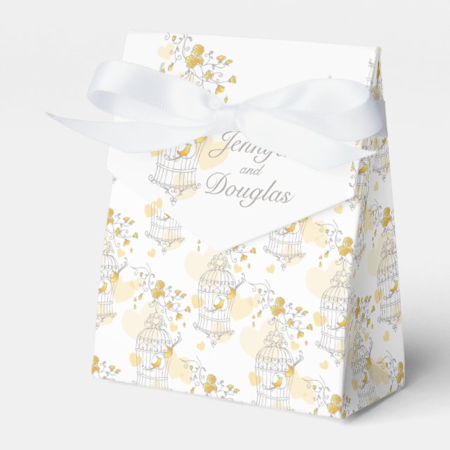 Ballotins Oiseau gris jaune nommé mariage boîte de tente (Verso)