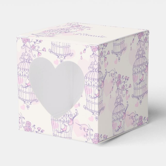 Ballotins Oiseau rose violet merci coeur mariage boîte de fa (Verso)