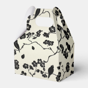 Ballotins Oiseaux et fleurs de cerisier à motif noir sur bro