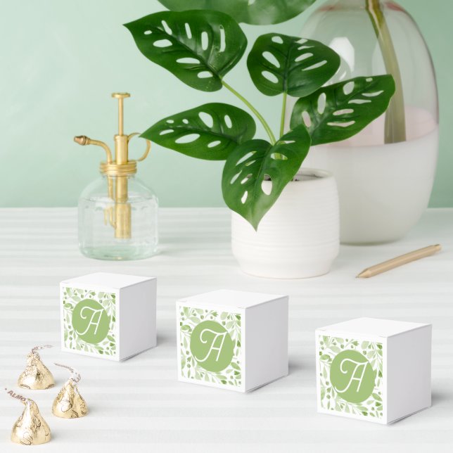 Ballotins Olive Leaves and Initial Favor Box (Multiple)