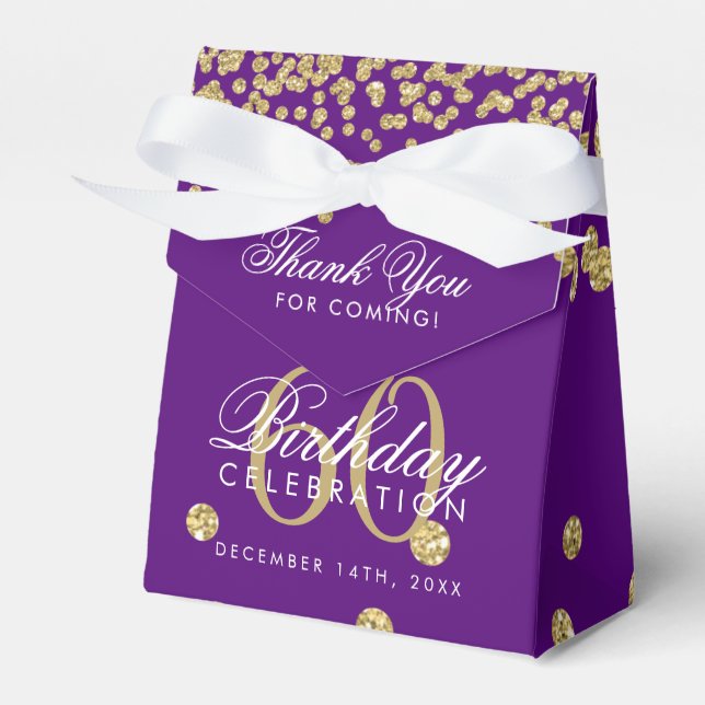 Ballotins Or 60e anniversaire Merci Confetti violet (Verso)