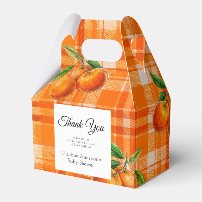 Ballotins Orange 3D Citrus Plaid Baby shower dessiné (Verso)