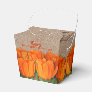 Ballotins Orange Tulip on Kraft Take Out Style Favor Box