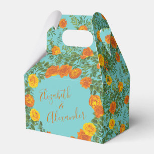 Ballotins Orange & Turquoise Aqua Peony & Rose Floral Mariag