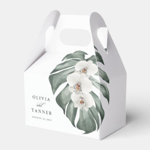 Ballotins Orchidées blanches et feuille de monstère Flore tr