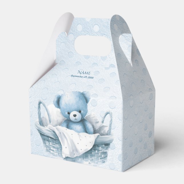 Ballotins Ours bleu Teddy dans Ballotin panier (Verso)