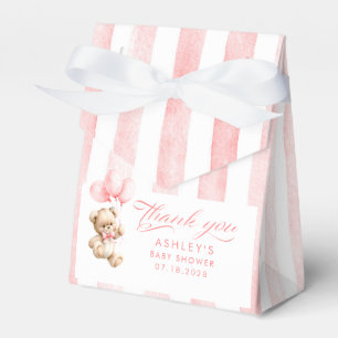 Ballotins Ours en peluche Élégant Rose Pâle Rayures Baby Sho
